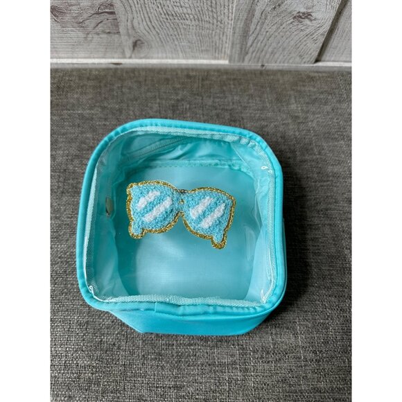 Swim Themed Clear Aqua Cosmetic & Accessory Bag Set With Wristlet - Picture 6 of 10